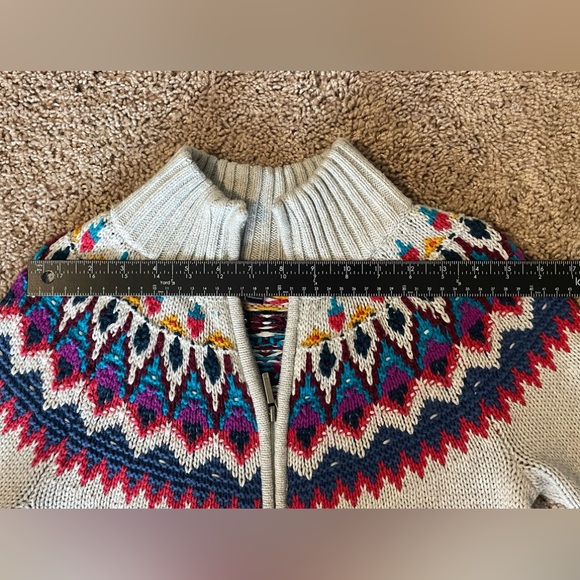 Women’s Chaps Sweater Women Small Light Gray & Multi Color Full Zip Cardigan - Picture 5 of 11